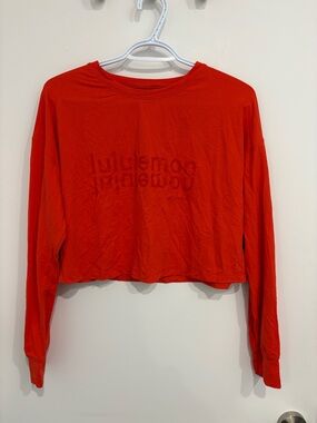 lululemon athletica Red Long-Sleeve Cropped Tee